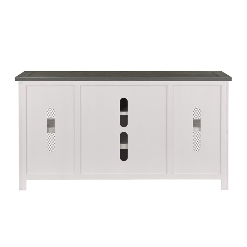 Martin Svensson Home Hampton Solid Wood TV Stand White Stain with Grey Stain Top