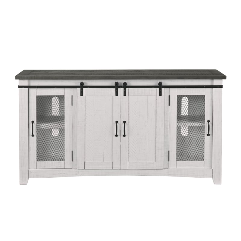 Martin Svensson Home Hampton Solid Wood TV Stand White Stain with Grey Stain Top