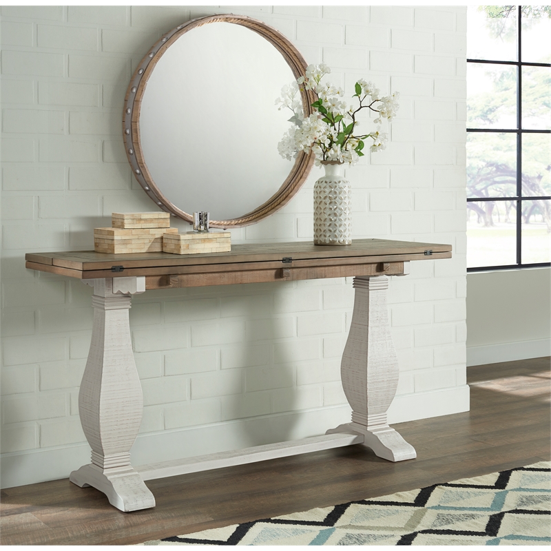 Martin Svensson Home Napa Solid Wood Flip Top Sofa Table White Stain and Natural