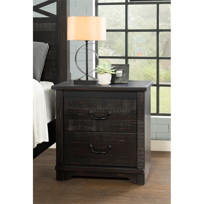 Martin Svensson Home Coastal Farmhouse 2 Drawer Nightstand Antique Black