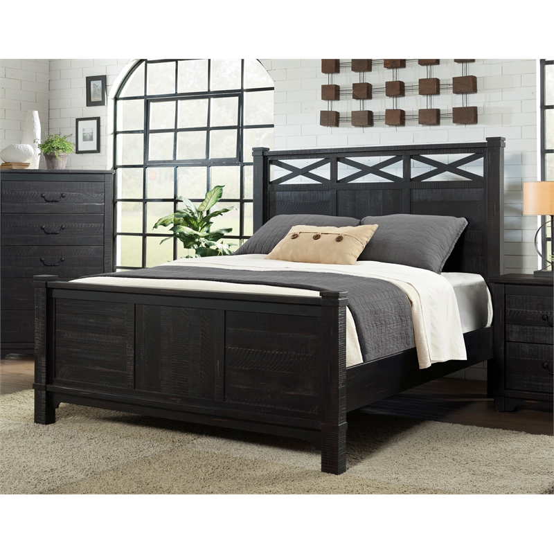 Martin Svensson Home Coastal Farmhouse Queen Bed Antique Black