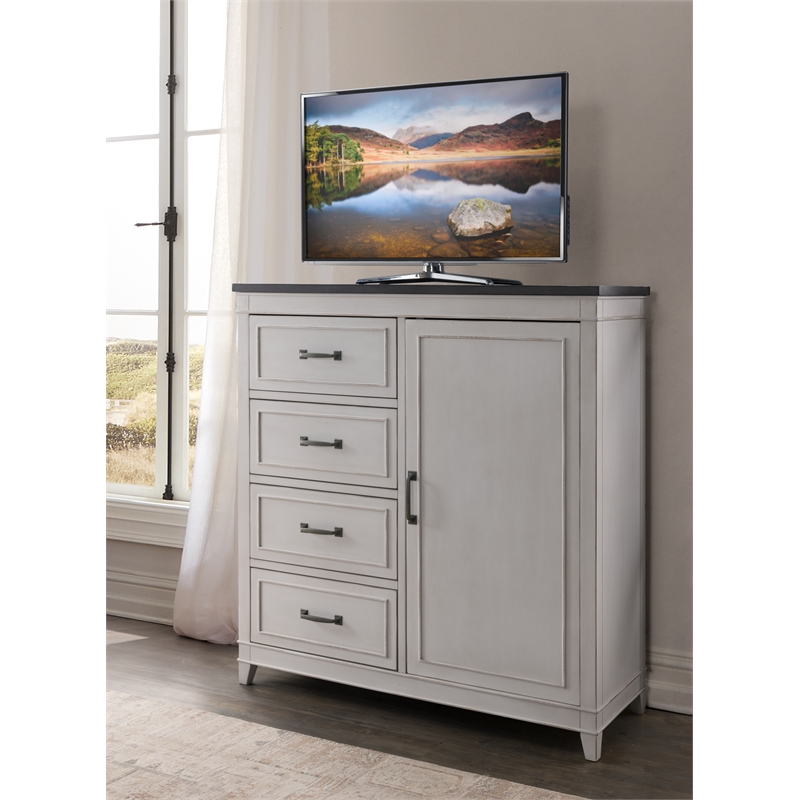 Martin Svensson Home Del Mar 4 Drawer Media Chest White with Gray Top