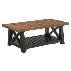 Martin Svensson Home Bolton 50&quot Solid Wood Coffee Table Black Stain and Natural