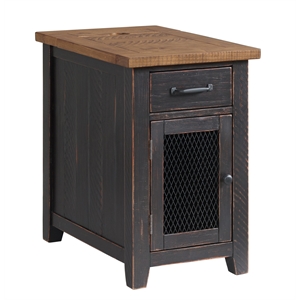 Martin Svensson Home Rustic Chairside Table with Power Anitque Black and Honey