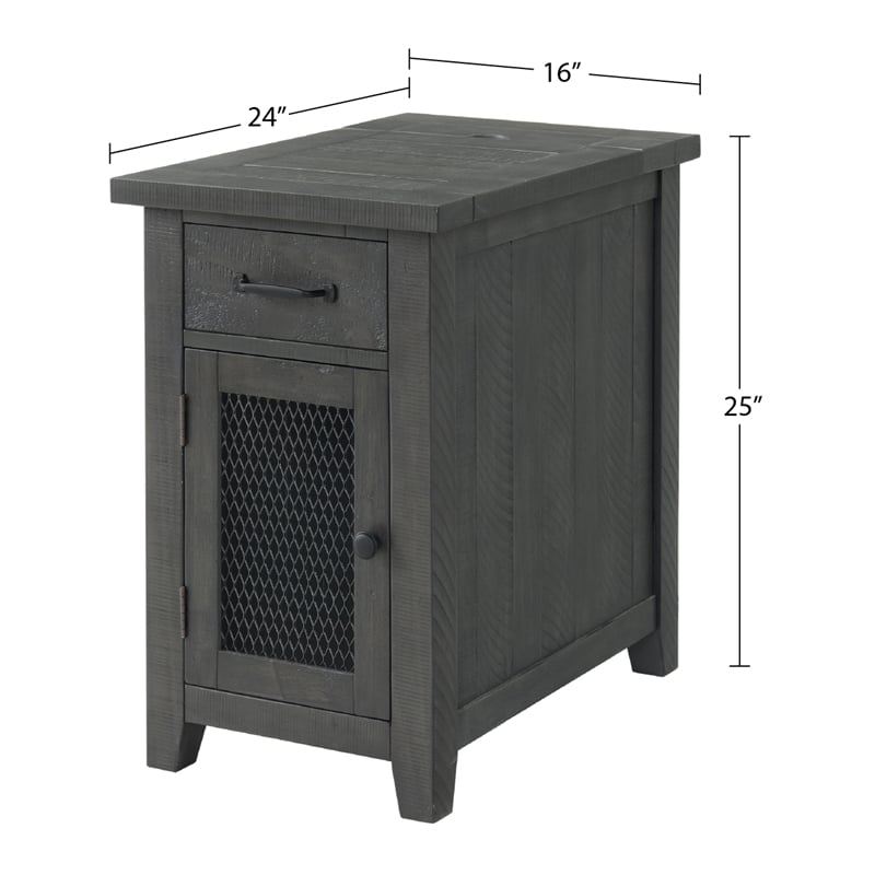 Martin Svensson Home Rustic Chairside Table with Power Gray