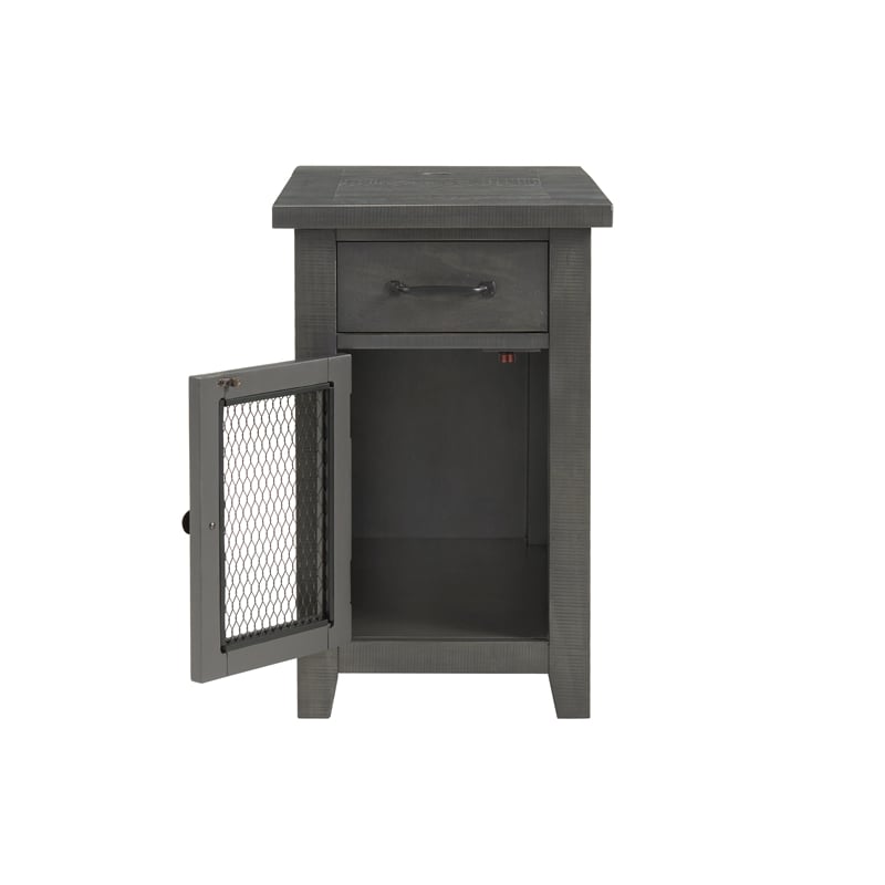 Martin Svensson Home Rustic Chairside Table with Power Gray