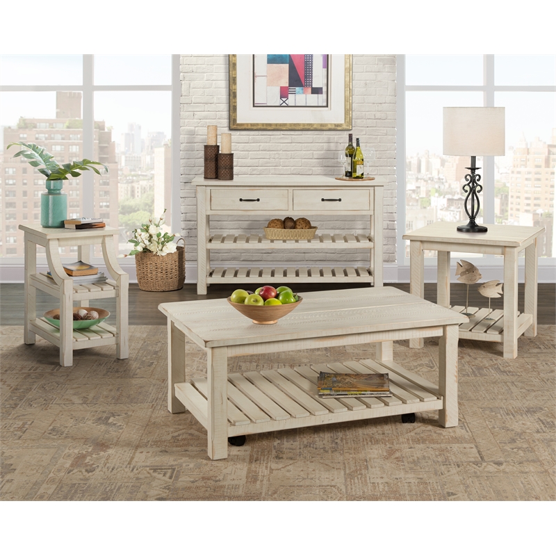 Martin Svensson Home Barn Door Chairside Table with Power Antique White