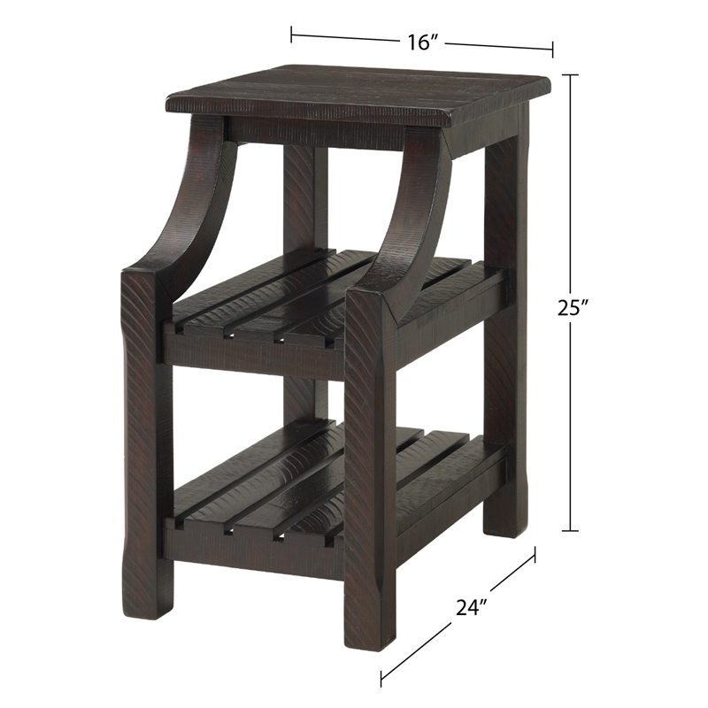 Martin Svensson Home Barn Door Chairside Table with Power Espresso Brown