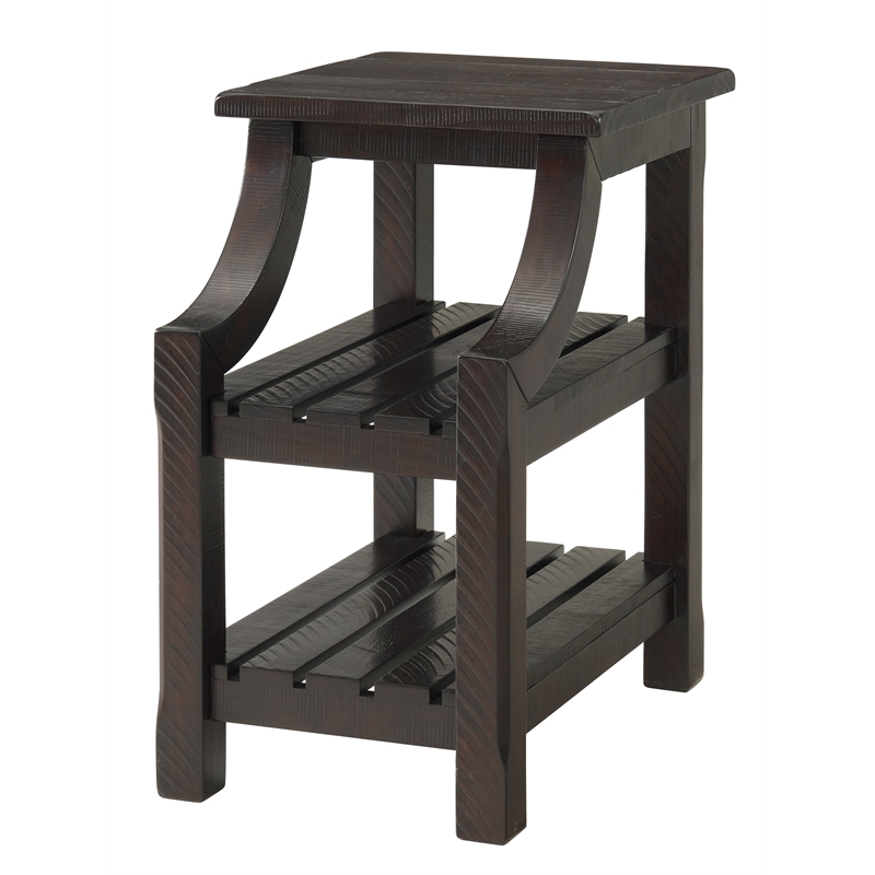 Martin Svensson Home Barn Door Chairside Table with Power Espresso Brown