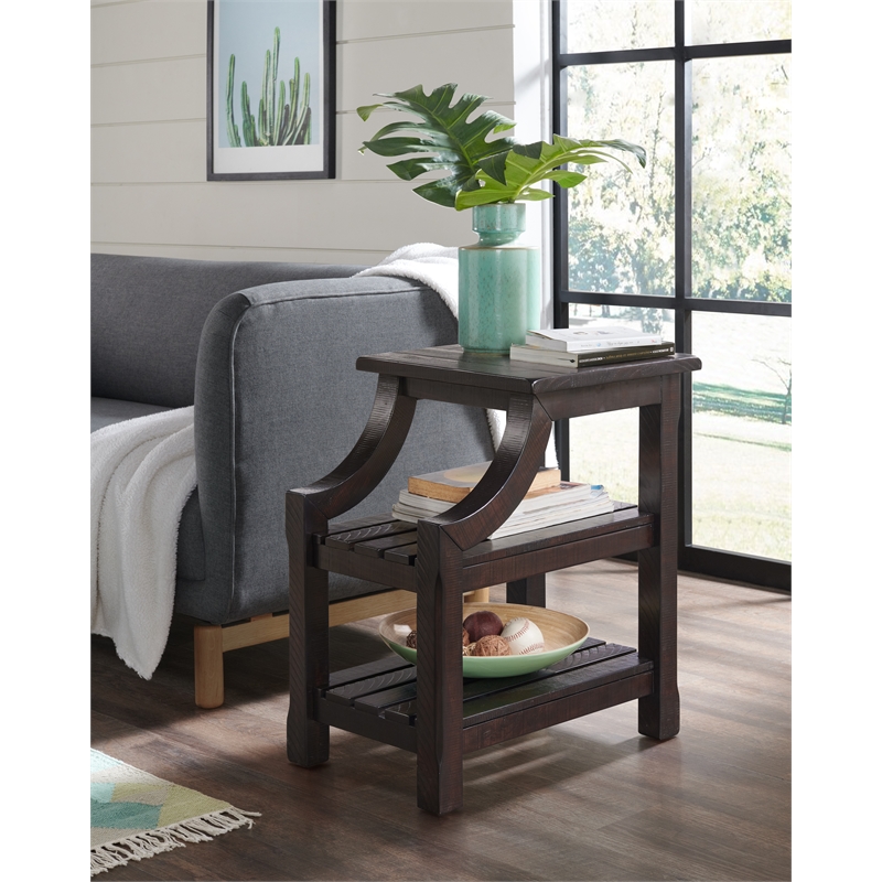 Martin Svensson Home Barn Door Chairside Table with Power Espresso Brown