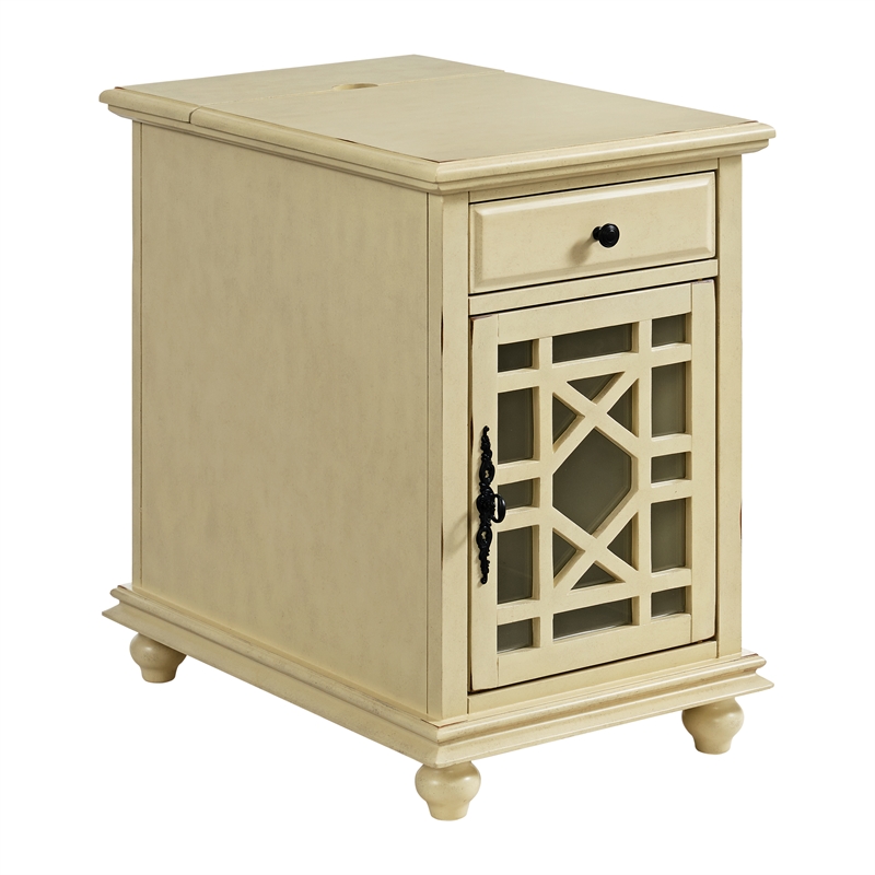 Martin Svensson Home Elegant Chairside Table with Power Antique White