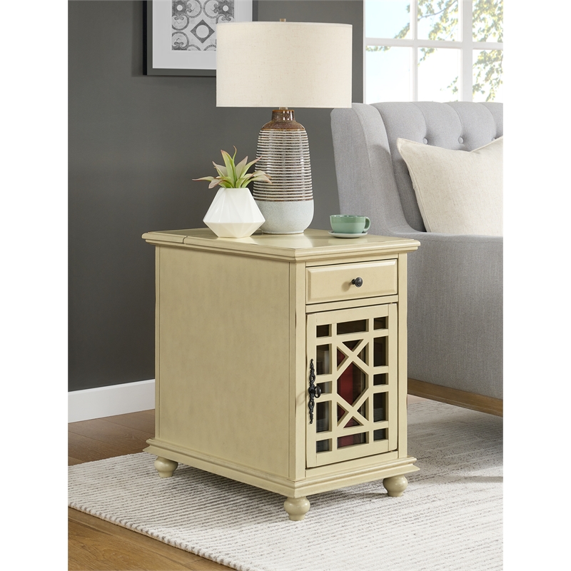 Martin Svensson Home Elegant Chairside Table with Power Antique White