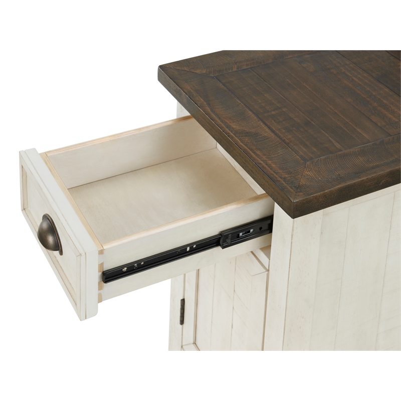 Martin Svensson Home Monterey End Table with USB Charging in Cream White/Brown