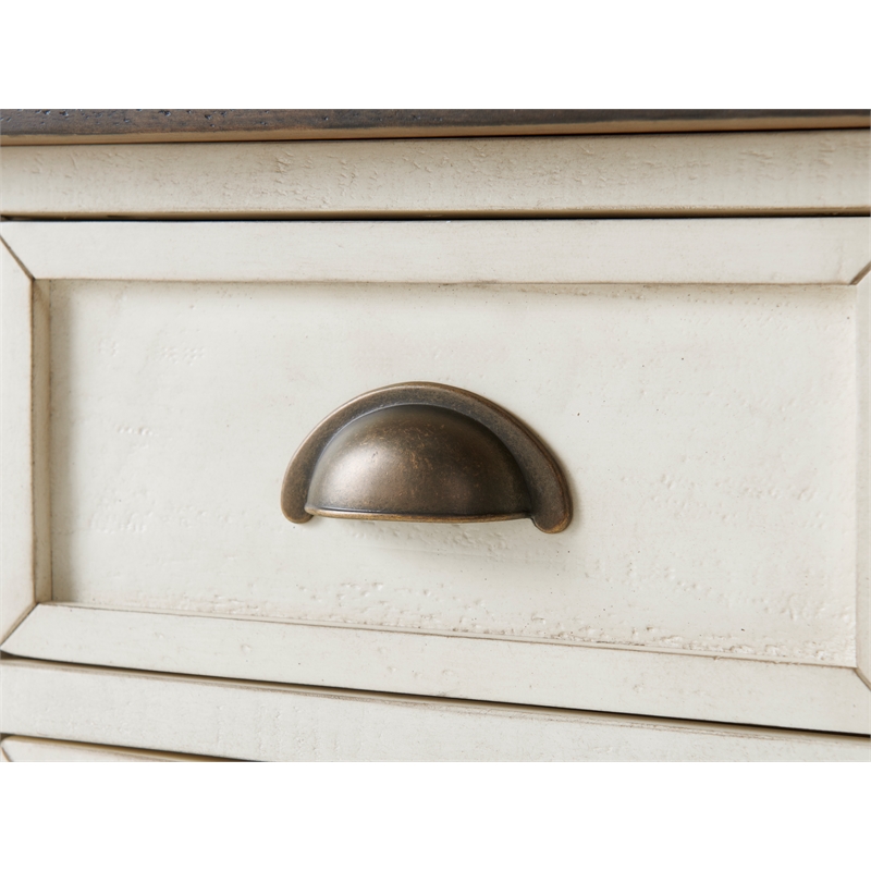 Martin Svensson Home Monterey End Table with USB Charging in Cream White/Brown