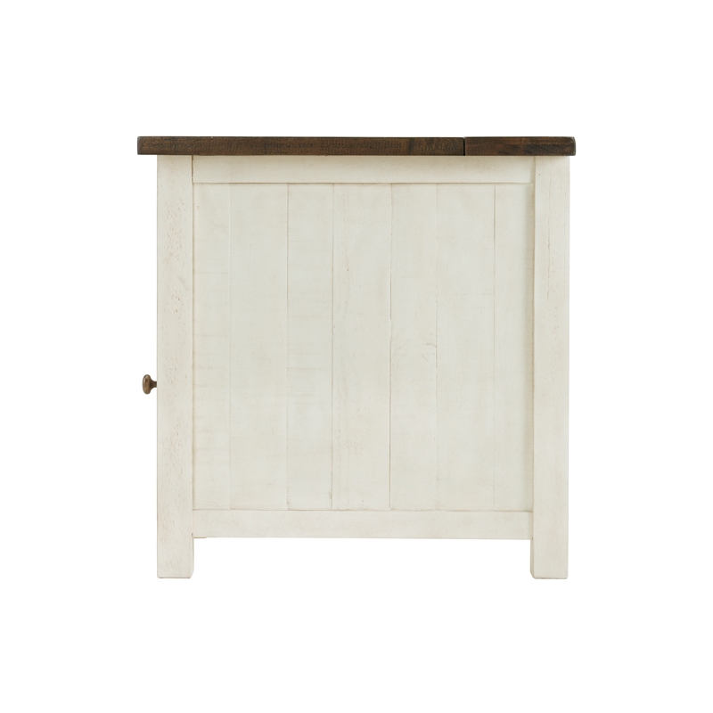 Martin Svensson Home Monterey End Table with USB Charging in Cream White/Brown