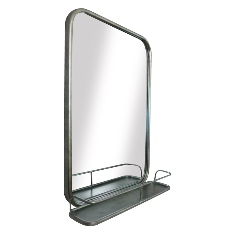 Martin Svensson Home Coltan 20 x 28 in. Mirror with Shelf Antique Pewter