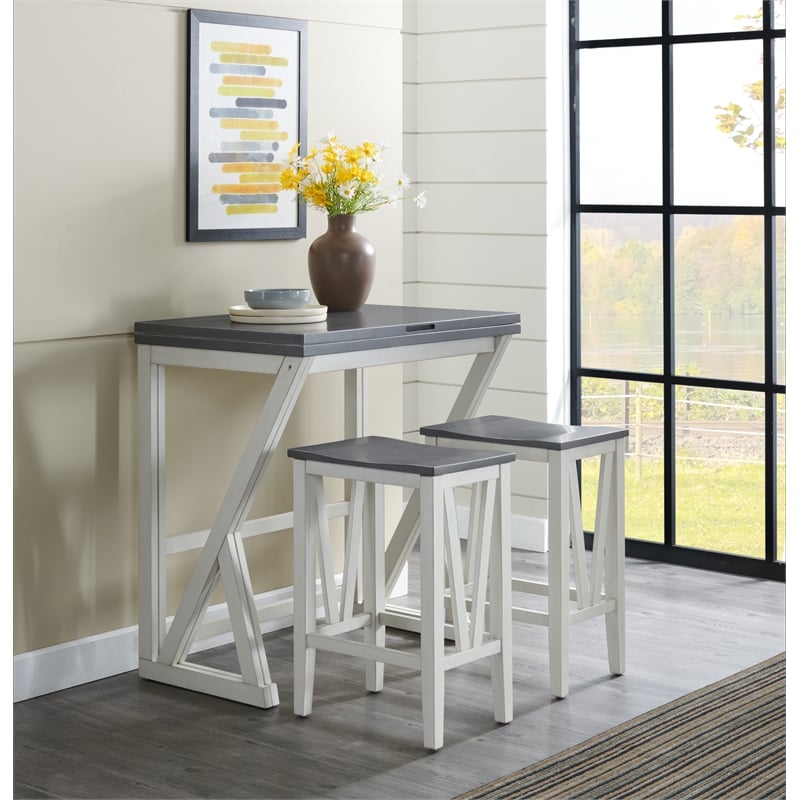 Martin Svensson Home Del Mar 5 Piece Table and Stool Set White and Grey
