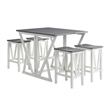 Martin Svensson Home Del Mar 5 Piece Table and Stool Set White and Grey