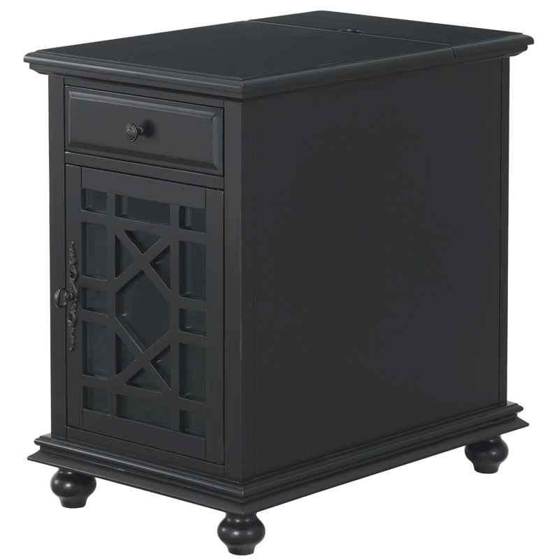 Martin Svensson Home Elegant Chairside Table with Power Antique Black