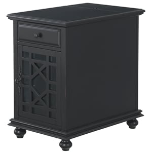 Martin Svensson Home Elegant Chairside Table with Power Antique Black