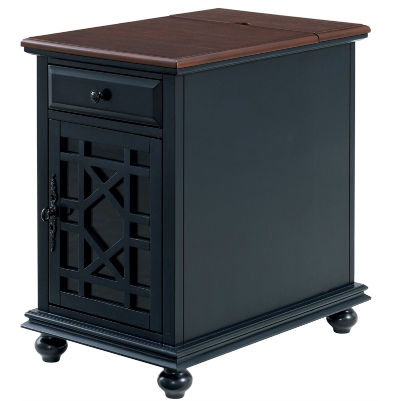 Martin Svensson Home Elegant Chairside Table with Power Blue with Walnut Top