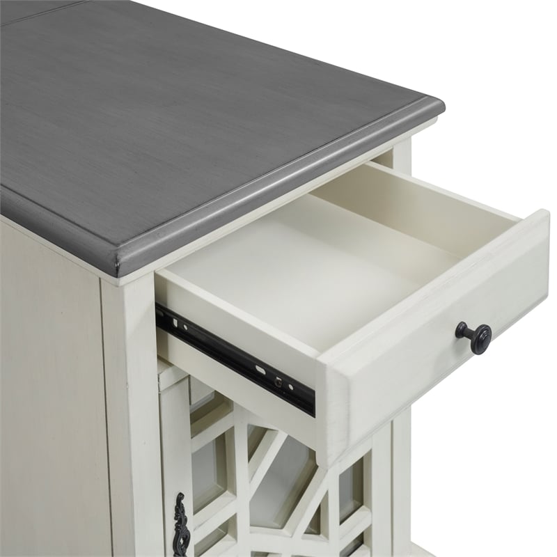 Martin Svensson Home Elegant Chairside Table with Power White with Gray Top