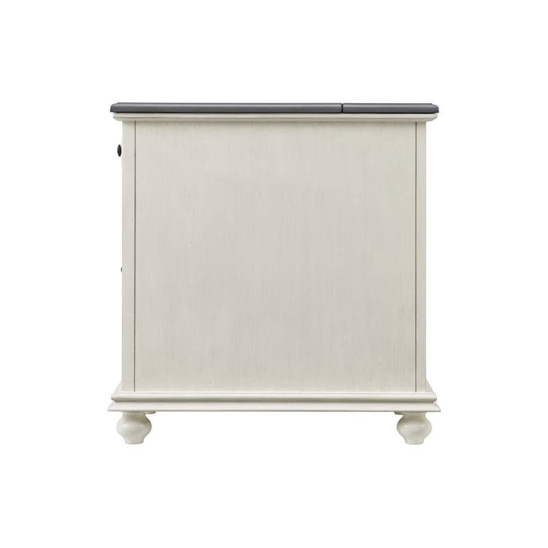 Martin Svensson Home Elegant Chairside Table with Power White with Gray Top