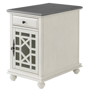 Martin Svensson Home Elegant Chairside Table with Power White with Gray Top