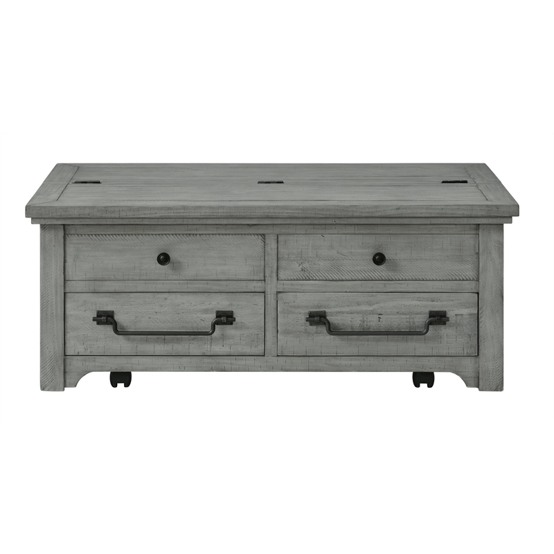 Martin Svensson Home Beach House Dove Gray Flip Top Trunk Wood Coffee Table