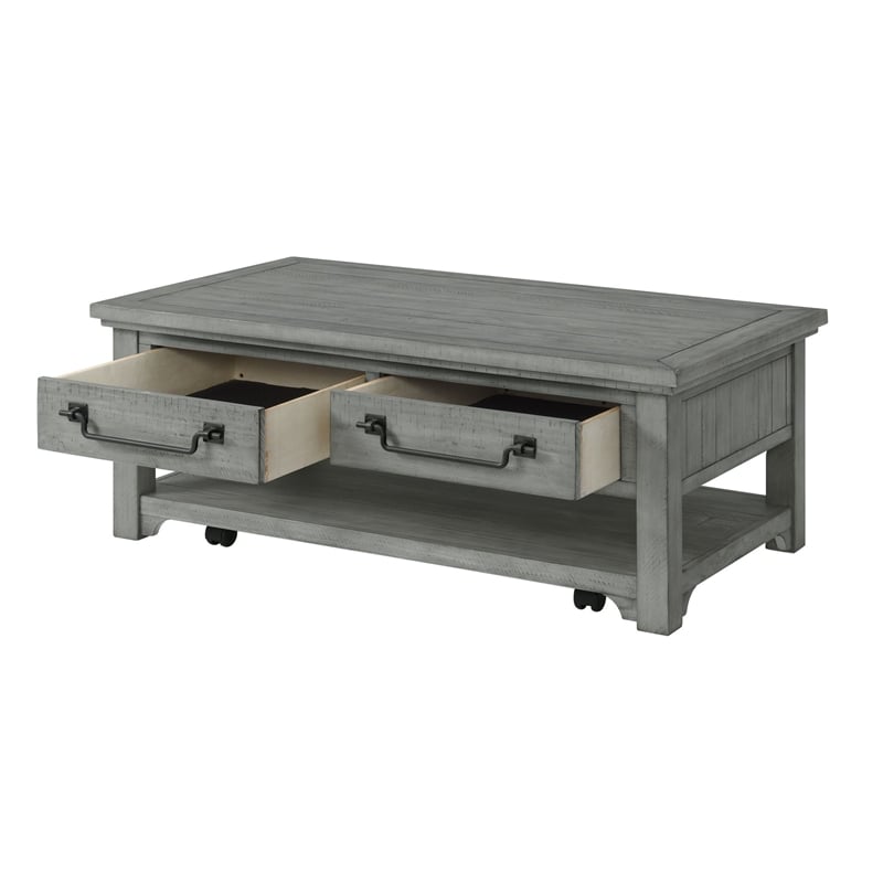 Martin Svensson Home Beach House Dove Gray 2-Drawer Wood Coffee Table