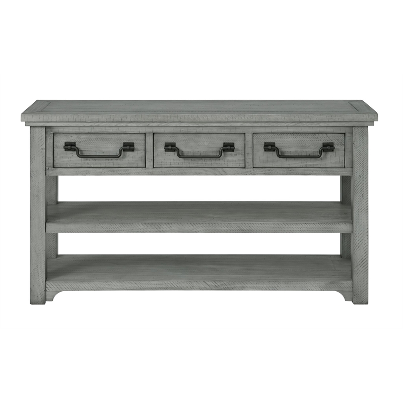 Martin Svensson Home Beach House Dove Gray 3-Drawer Wood Sofa Console Table