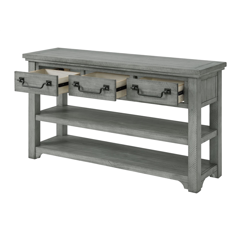 Martin Svensson Home Beach House Dove Gray 3-Drawer Wood Sofa Console Table