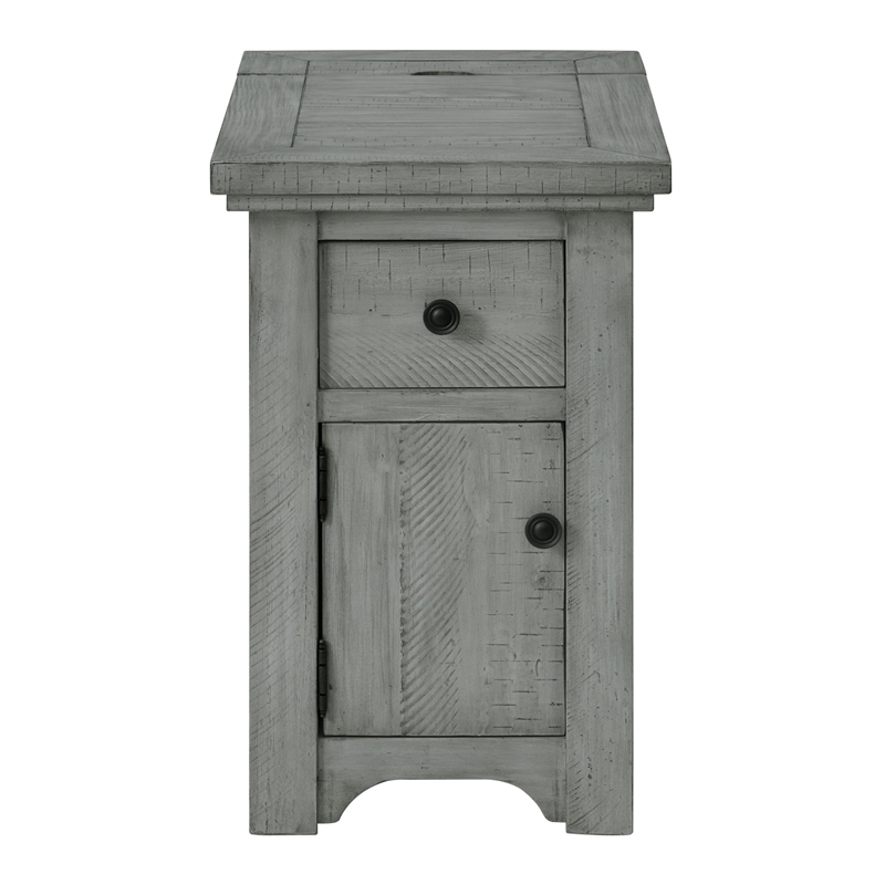 Martin Svensson Home Beach House Dove Gray Wood Chairside Table with Power