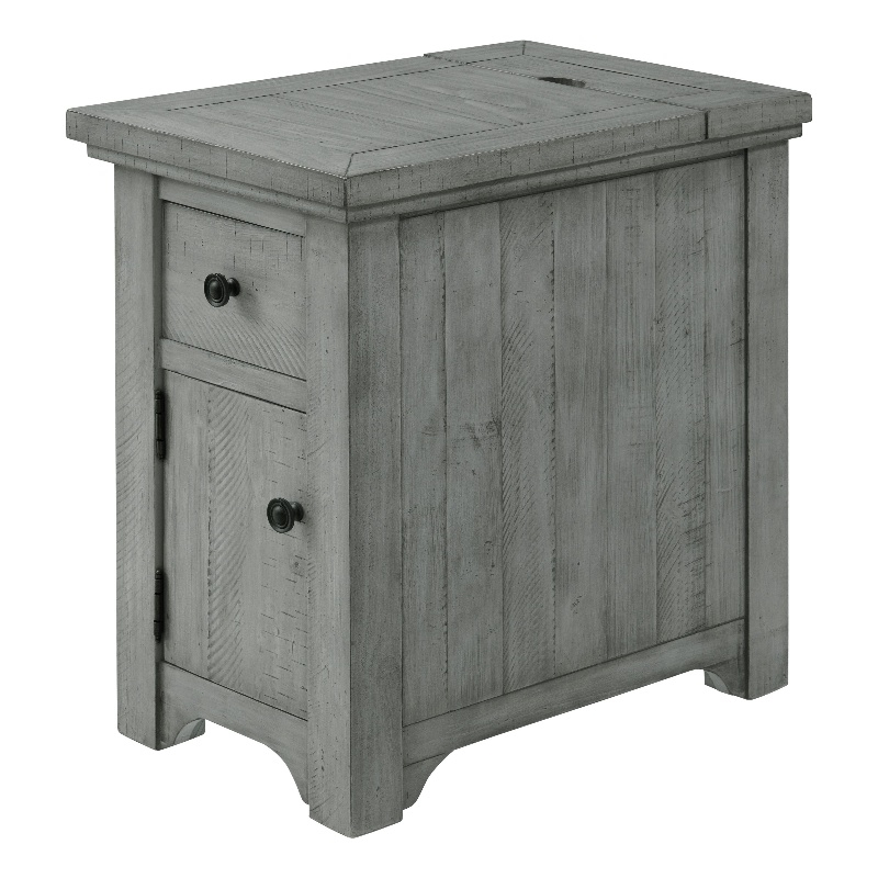 Martin Svensson Home Beach House Dove Gray Wood Chairside Table with Power