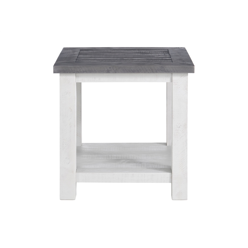Martin Svensson Home Space Saver White Stain and Grey Solid Wood End Table