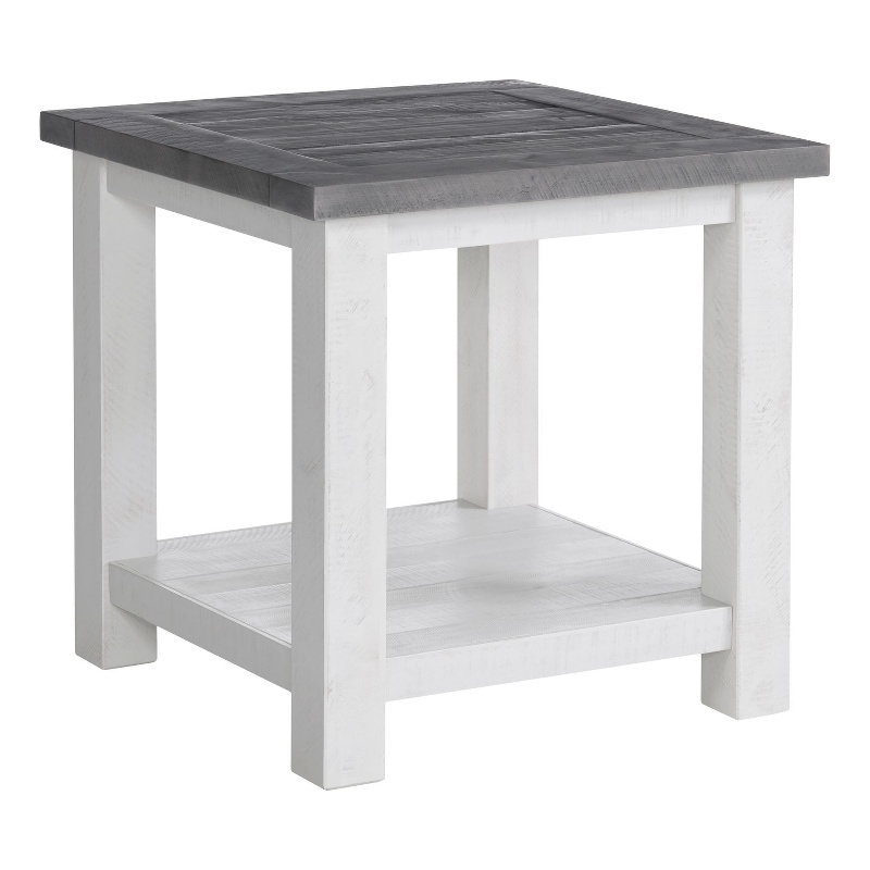 Martin Svensson Home Space Saver White Stain and Grey Solid Wood End Table