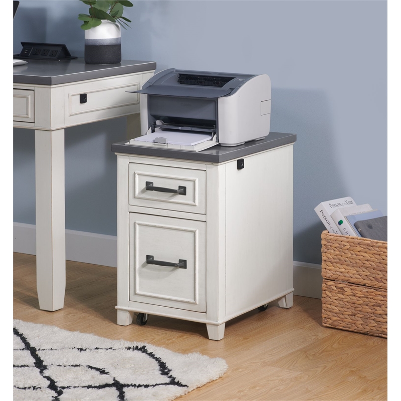 Martin Svensson Home Del Mar White and Grey File Cabinet with Fingerprint Lock