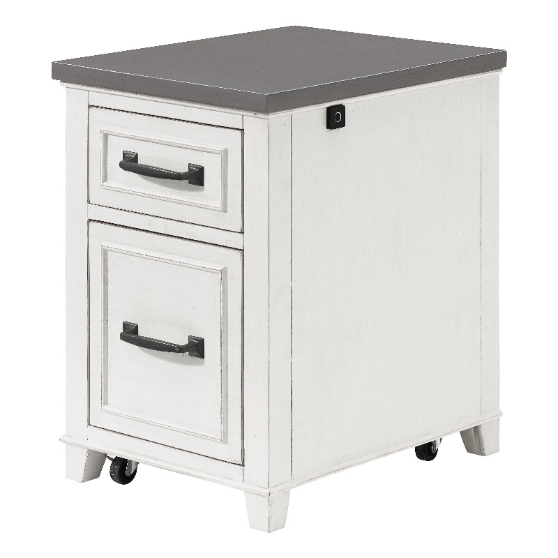 Martin Svensson Home Del Mar White and Grey File Cabinet with Fingerprint Lock