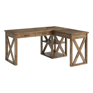 Martin Svensson Home Rustic Natural Brown 60&quot L Desk with Fingerprint Lock