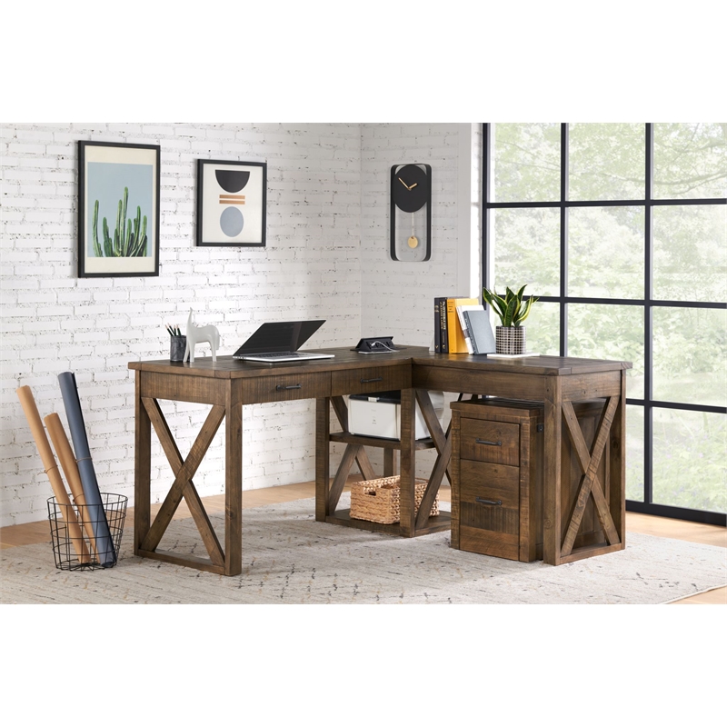 Martin Svensson Home Brown 2 Drawer File Cabinet with with Fingerprint Lock