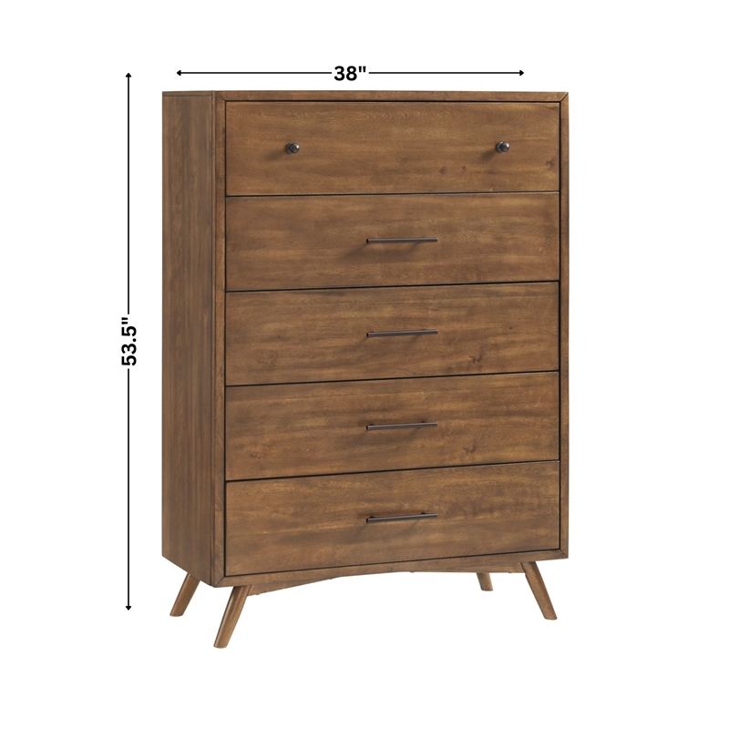Martin Svensson Home Mid-Century Modern Cinnamon 5 Drawer Wood Chest
