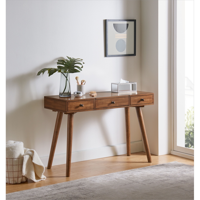 Martin Svensson Home Mid-Century Modern Cinnamon Vanity/Desk with Mirror
