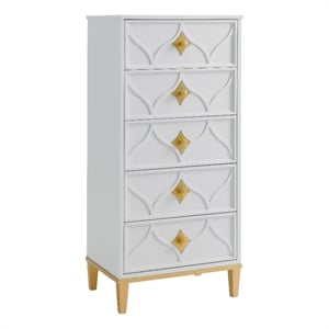 Martin Svensson Home Emma 5 Drawer White and Gold Lingerie Chest