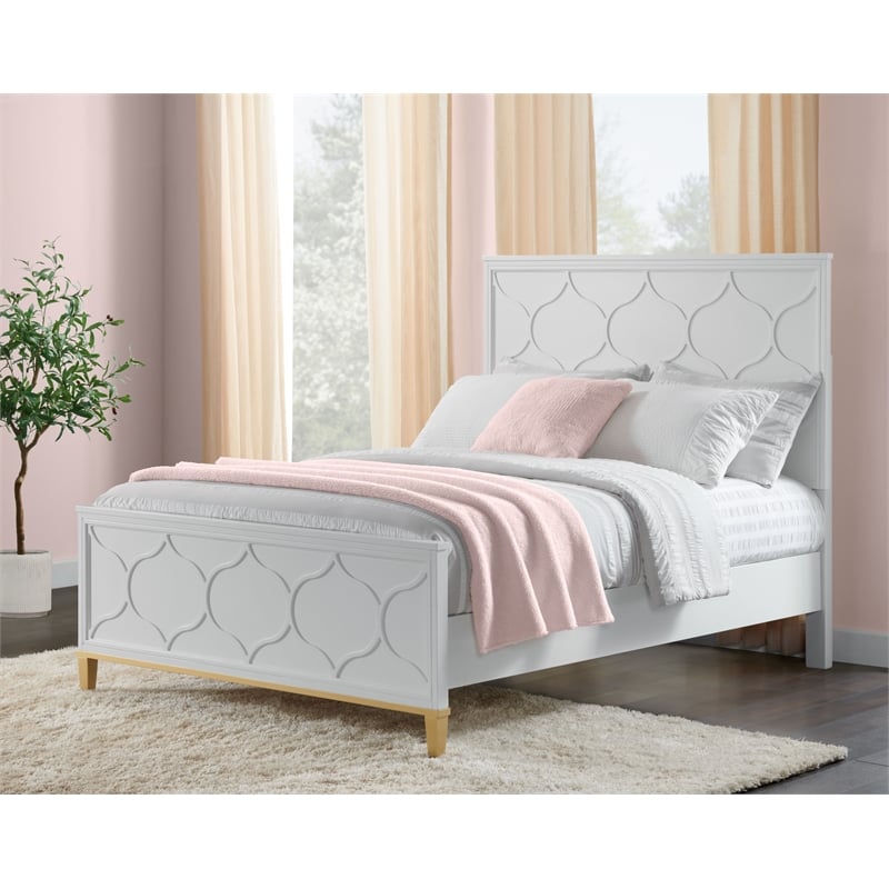 Martin Svensson Home Emma White and Gold Full Panel Bed