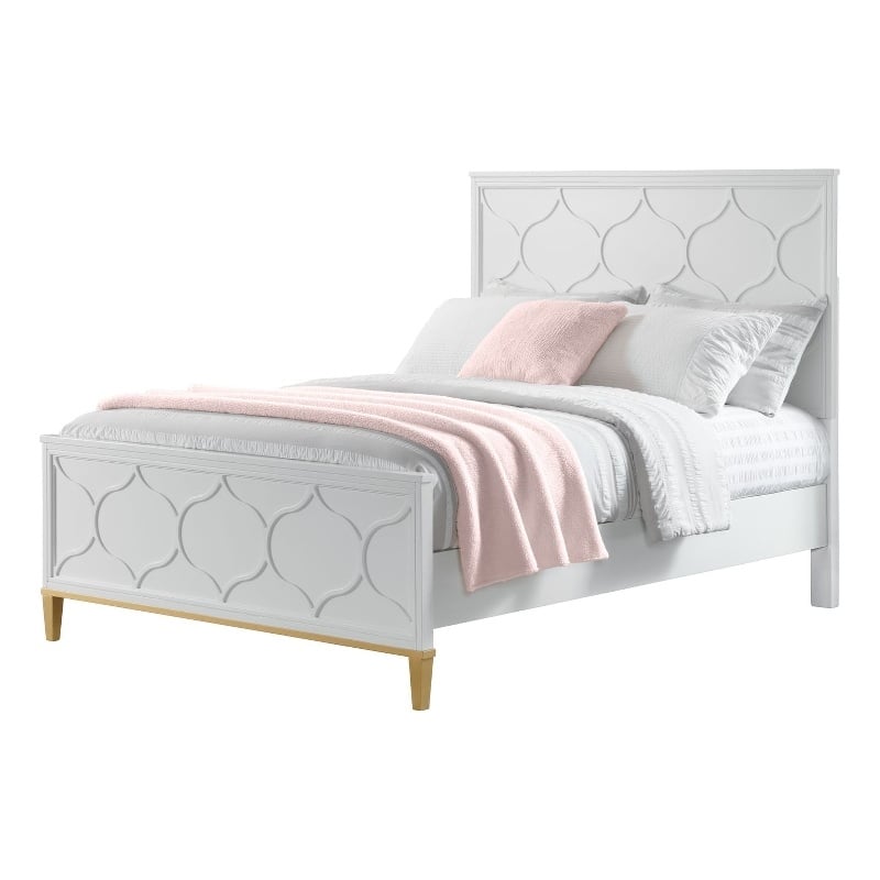 Martin Svensson Home Emma White and Gold Full Panel Bed