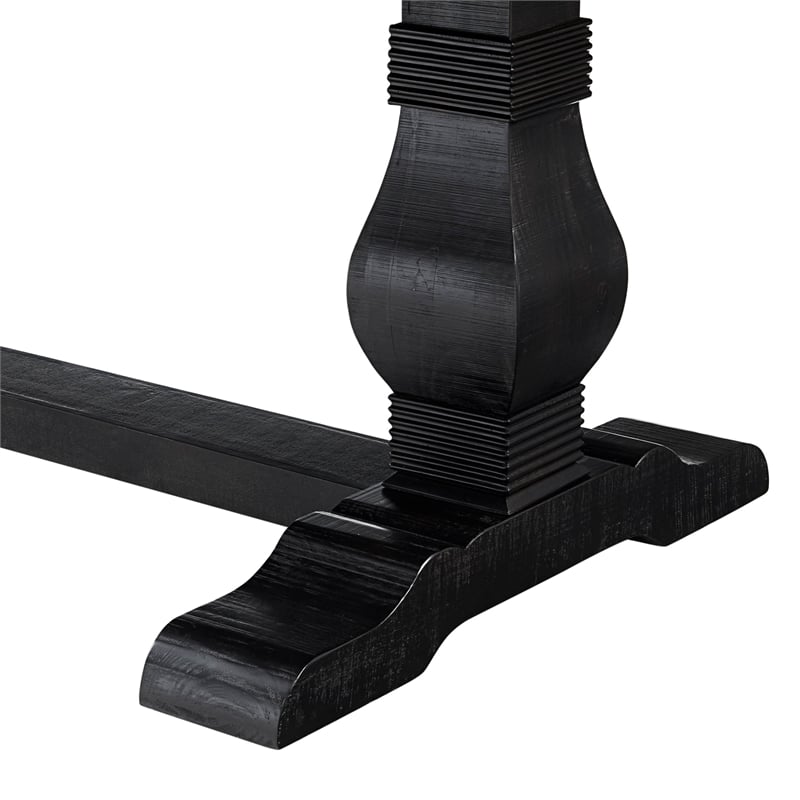 Martin Svensson Home Napa Solid Wood Black Trestle Table w/Extendable Leaf