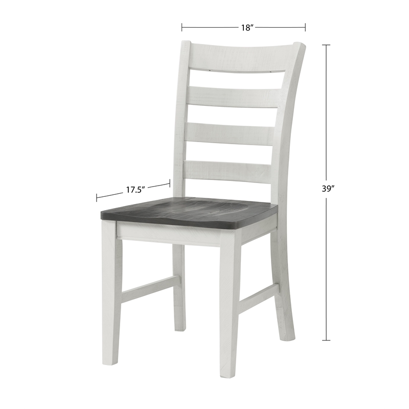 Monterey Solid Wood White Stain and Gray Dining Chair (Set of 2)