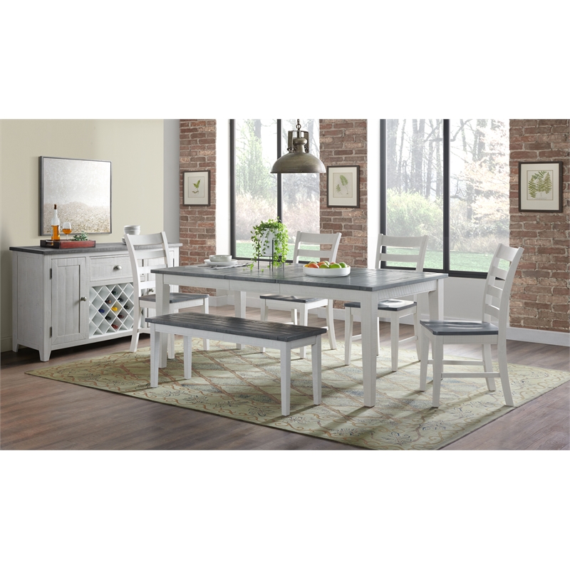 Monterey Solid Wood White Stain and Gray Dining Bench