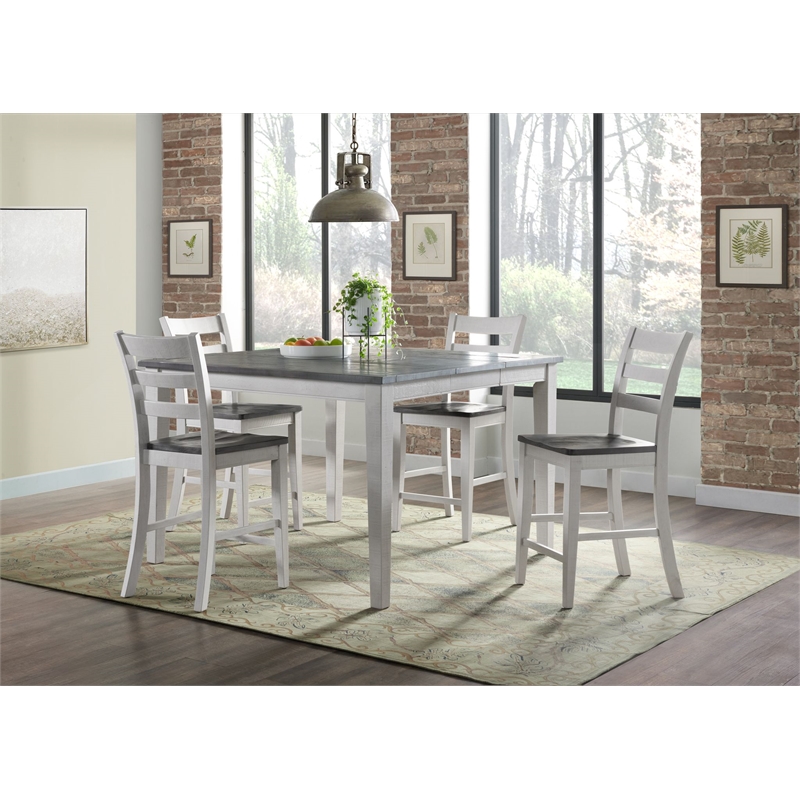 Monterey Solid Wood White Stain and Gray Counter Height Dining Chair (Set of 2)