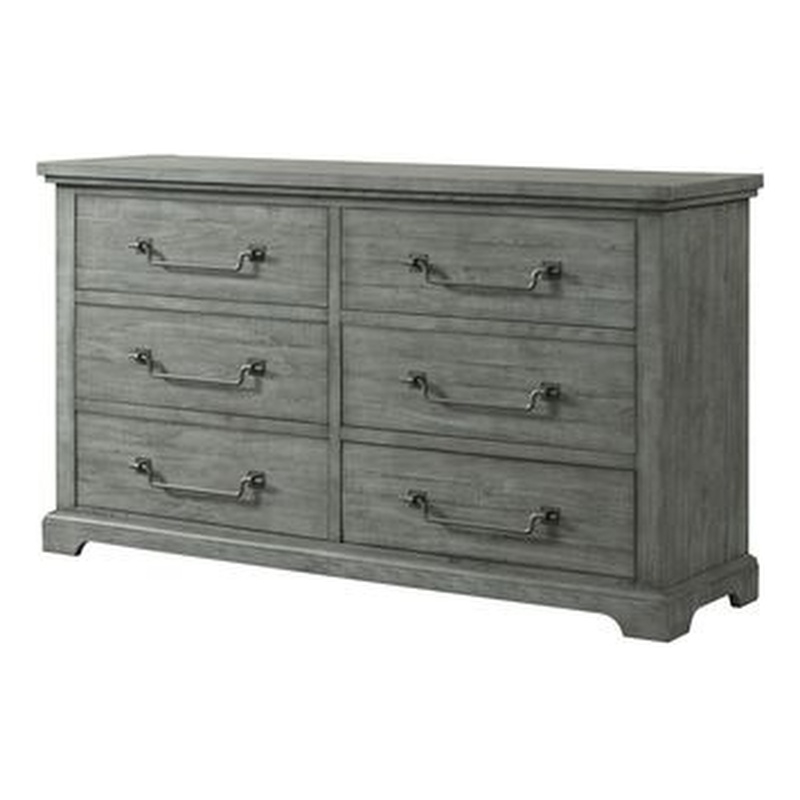 Beach House Solid Wood Dove Gray 6 Drawer Dresser